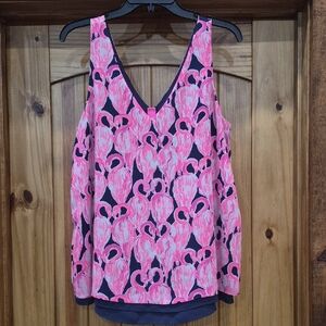 Lilly Pulitzer Size Large Florin Pink Flamingo Women's Reversible Top
